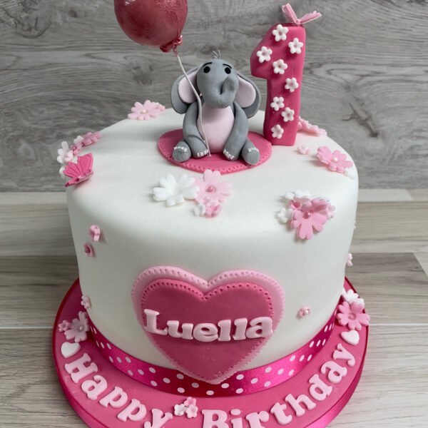 Adorable Elephant & Balloon Children's Birthday Cake