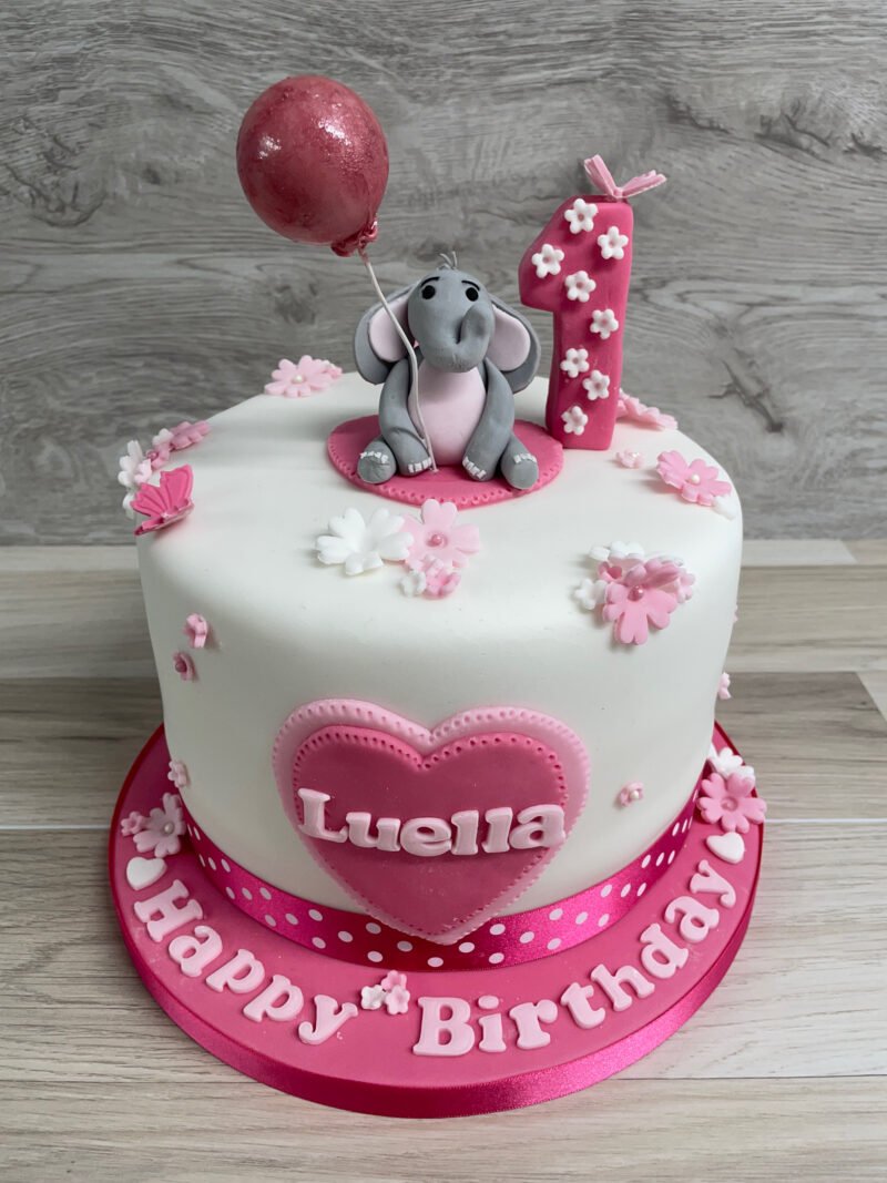 Adorable Elephant & Balloon Children's Birthday Cake