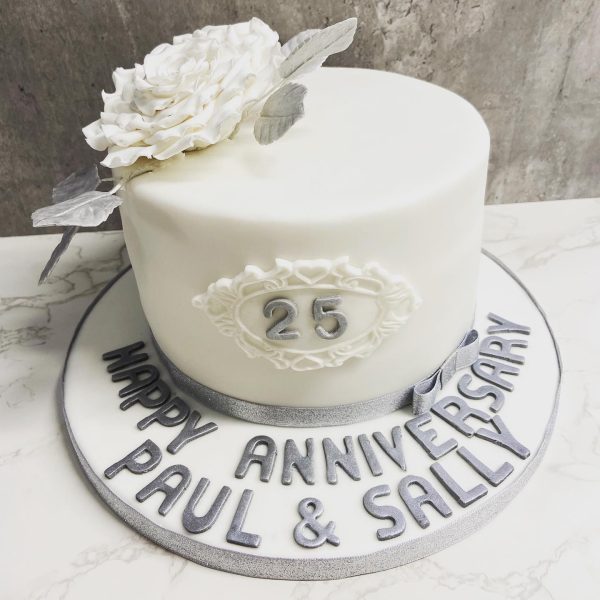 Anniversary Cake - White Silver Anniversary