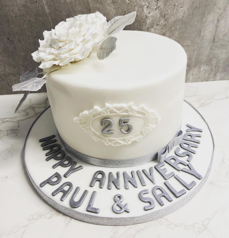 Anniversary Cake - White Silver Anniversary
